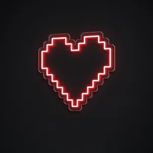 Neón LED Pixel Heart en rojo sobre placa de acrílico transparente recortada a medida