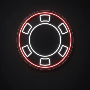 Poker Chip LED neon sign in red and cool white on a clear cut-to-shape acrylic backboard