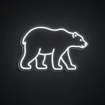 Πινακίδα νέον LED Polar Bear σε ψυχρό λευκό, σε διάφανο ακρυλικό κομμένο στο σχήμα