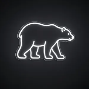 Neon LED Polar Bear bianco freddo su pannello in plexiglass trasparente sagomato