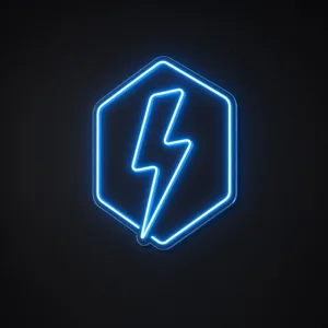 Power Bolt LED neon sign in neon blue on a clear cut-to-shape acrylic backboard
