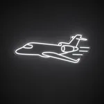 Πινακίδα νέον LED Private Jet σε ψυχρό λευκό, σε διάφανο ακρυλικό κομμένο στο σχήμα