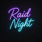 Néon LED Raid Night violet et turquoise, sur plaque en acrylique transparent découpée à la forme