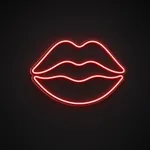 Néon LED Red Lips rouge, sur plaque en acrylique transparent découpée à la forme