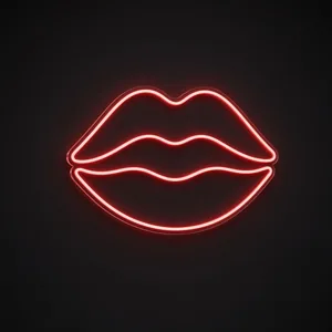 LED-neonbord Red Lips in rood op transparante acrylplaat, op vorm gesneden