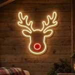 Reindeer LED neon sign switched on in a real interior