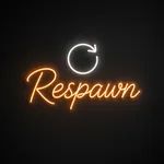 Néon LED Respawn orange et blanc froid, sur plaque en acrylique transparent découpée à la forme