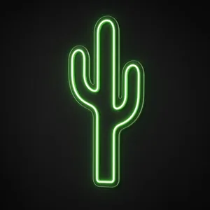 Neón LED Saguaro en verde sobre placa de acrílico transparente recortada a medida