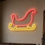 Αναμμένη πινακίδα νέον LED Santa Sleigh σε εσωτερικό χώρο
