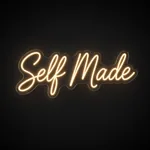 LED-Neonschild Self Made in Warmweiß auf transparenter, konturgeschnittener Acrylplatte