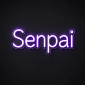Néon LED Senpai em violeta sobre placa de acrílico transparente recortada