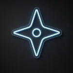 LED-Neonschild Shuriken in Neonblau auf transparenter, konturgeschnittener Acrylplatte