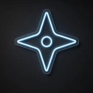 Néon LED Shuriken bleu neon, sur plaque en acrylique transparent découpée à la forme