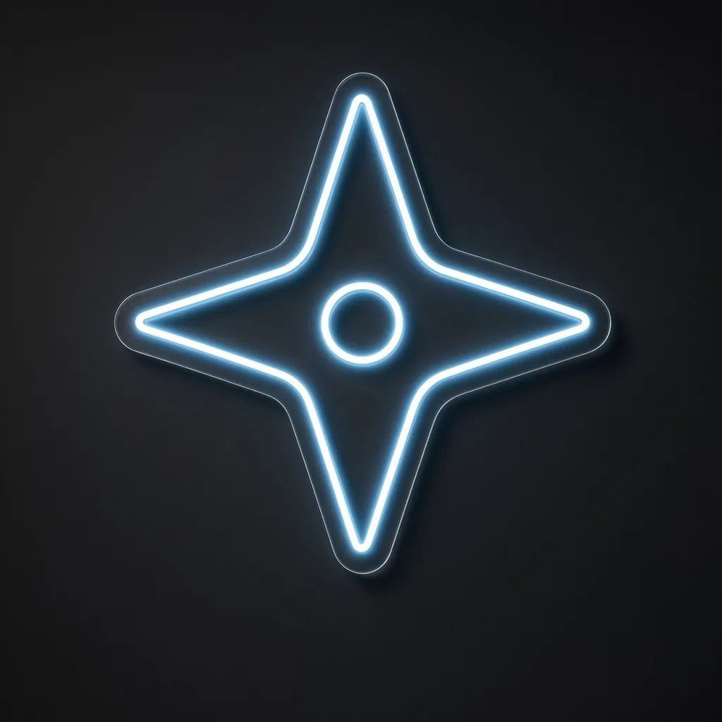 LED-Neonschild Shuriken in Neonblau auf transparenter, konturgeschnittener Acrylplatte