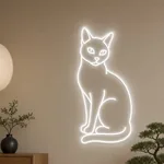 Tänd LED-neonskylt Siamese Cat i en inredningsmiljö