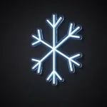 Snowflake LED neon sign in neon blue on a clear cut-to-shape acrylic backboard