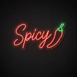 Neon LED Spicy rosso e verde su pannello in plexiglass trasparente sagomato