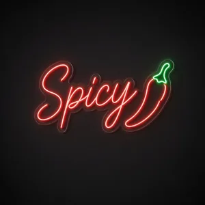 Neon LED Spicy rosso e verde su pannello in plexiglass trasparente sagomato