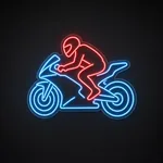 Néon LED Sport Bike bleu neon et rouge, sur plaque en acrylique transparent découpée à la forme