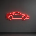 Néon LED Sports Car allumé, mis en situation dans un intérieur