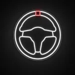 Néon LED Steering Wheel em branco frio e vermelho sobre placa de acrílico transparente recortada