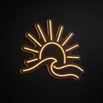 LED-neonskilt Sunrise i oransje på gjennomsiktig, formskåret akrylplate