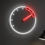 Neon LED Tachometer acceso, ambientato in un interno