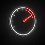 Neon LED Tachometer bianco freddo e rosso su pannello in plexiglass trasparente sagomato