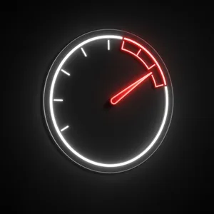 Neon LED Tachometer bianco freddo e rosso su pannello in plexiglass trasparente sagomato