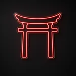 Néon LED Torii Gate rouge, sur plaque en acrylique transparent découpée à la forme