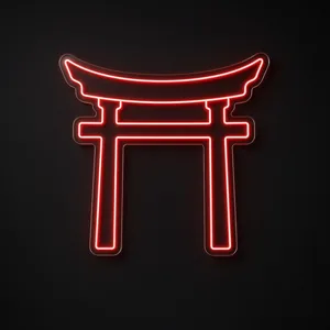 Néon LED Torii Gate rouge, sur plaque en acrylique transparent découpée à la forme