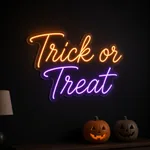 Tent LED-neonskilt Trick or Treat i et interiør