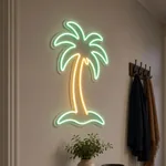 Tropical Palm LED neon sign switched on in a real interior