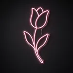 Néon LED Tulip rose, sur plaque en acrylique transparent découpée à la forme