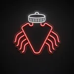 V8 Engine LED neon sign in red and cool white on a clear cut-to-shape acrylic backboard