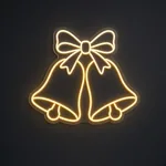 Neon LED Wedding Bells giallo caldo e bianco caldo su pannello in plexiglass trasparente sagomato