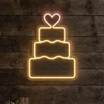 Néon LED Wedding Cake aceso num ambiente interior