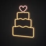 Néon LED Wedding Cake em branco quente e rosa sobre placa de acrílico transparente recortada