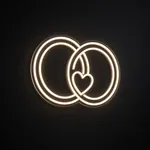 Néon LED Wedding Rings blanc chaud, sur plaque en acrylique transparent découpée à la forme