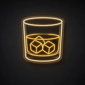 Whisky on the Rocks LED neon sign in warm white and warm yellow on a clear cut-to-shape acrylic backboard