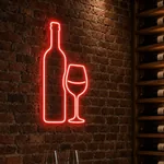 Neon LED Wine Time acceso, ambientato in un interno