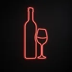 Neon LED Wine Time rosso su pannello in plexiglass trasparente sagomato