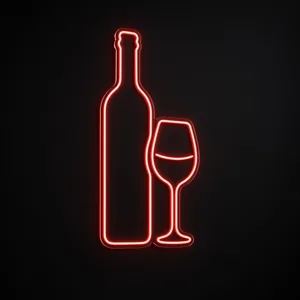 Néon LED Wine Time rouge, sur plaque en acrylique transparent découpée à la forme
